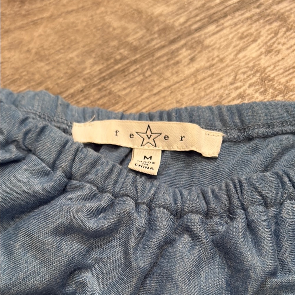 Fever Blue Off-Shoulder Top with Cream Lace~ gorgeous - Picture 5 of 6